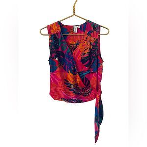 Joie Woman’s Tropical Faux‎ Wrap Sleeveless Blouse, Size Small